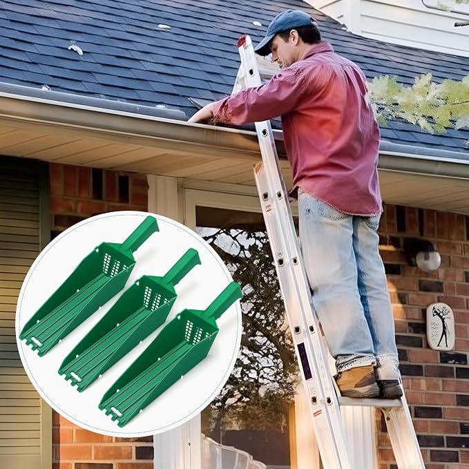 3 Pcs Wedge Gutter Cleaning Tool with Drain Design Easy Removal of Leaves and Dirt from Rain Multifunctional Cleaning Tools for Pet Food Fertilizer Gardening