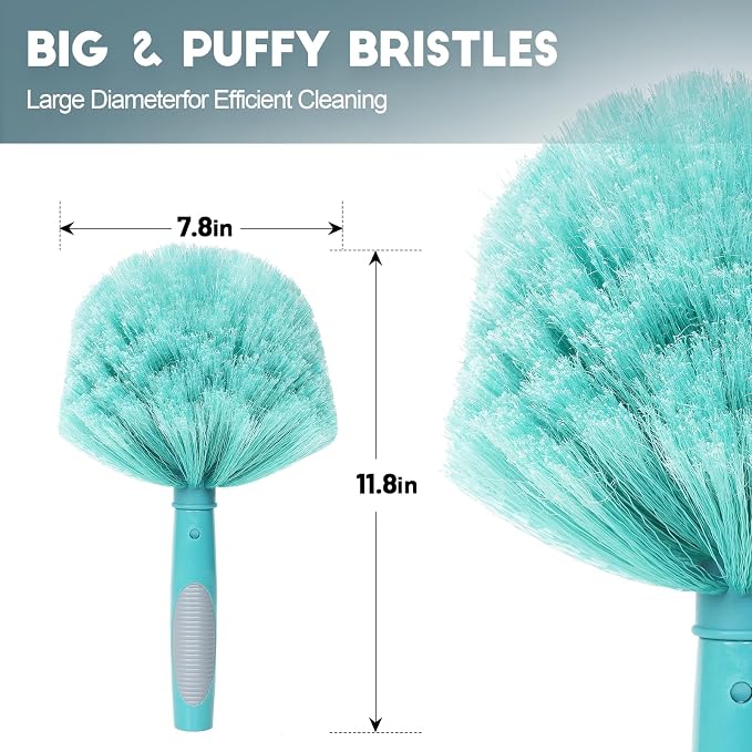 TelesPro 20 Feet High Reach Cobweb Duster with 5-12Ft Extension Pole, Webster Cobweb Duster with 3-Stage Telescopic Aluminum Pole, Spider Web Brush for Outdoor & Indoor Cleaning - Soft Bristles.