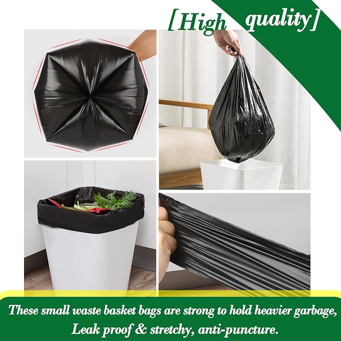 Hommaly 1.2 Gallon 240 pcs Small Black Trash Bags, Strong Garbage Bags, Bathroom Trash Can Bin Liners Unscented, Mini Plastic Bags for Office, Waste Basket Liner, Fit 4.5,5,6 Liters, 0.5,0.8,1,1.2 Gal