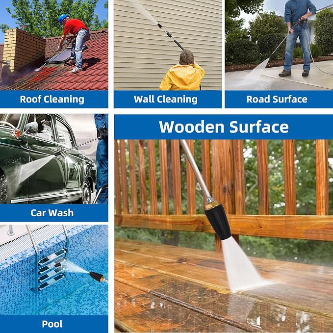 Weslymoo Pressure Washer Spray Nozzle, Power Washer Tips 4000 PSI Max Rotating with 5 Pressure Washer Tips, 1/4" Quick Connect for Cleaning Patio，Brick，Driveway，Vinyl Surface, 4.0 Gpm 4.0 Orifice