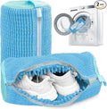 Shoe Washing Machine Bag,Laundry Shoe Bag for Washer and Dryer,Reusable Shoe Cleaning Bag for Sneakers,Tennis Shoes,With Self-locking Zipper, Microfiber Inside (Lite Blue - 2 Pack)