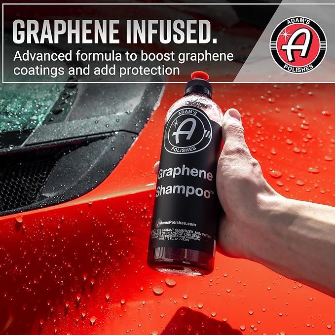 Adam's Polishes Graphene Shampoo 16oz - Ceramic Coating Infused Car Wash Soap - Powerful Cleaner & Protection In One Step - pH Neutral, High Suds For Foam Cannon, Foam Gun, Or Detailing Bucket