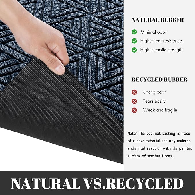 Yimobra Outdoor Mats for Front Door 29.5x17, All-Weather Waterproof Non-Slip Outdoor Door Mat Outside Eentrance, Garage/Patio Entryway Indoor Doormat, Easy Clean, Blue