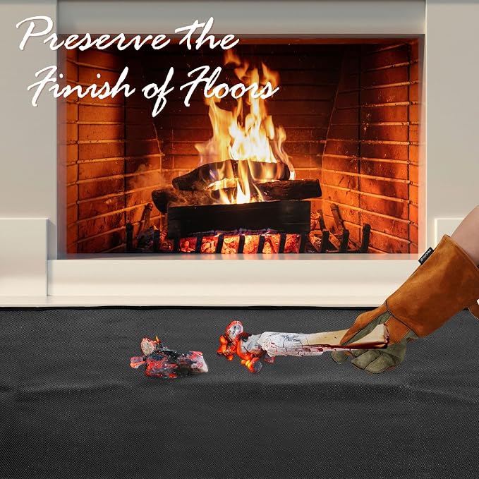 INNO STAGE Fireplace Rugs Blanket Fire Resistant 32 X 60 X 0.04 Inch | D Shape, Fire-proof Hearth Mat Carpet, Protector in Front of Stove, Decks, Indoor, Outdoor, Fire Pit, Grill&Floor