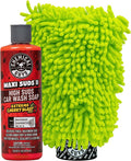 Chemical Guys, Maxi Suds II Soap & Chenille Mitt Bundle, Cherry, 16 fl oz | High-foam cherry soap with a plush chenille mitt for safe, scratch-free washing in cannons, guns or buckets