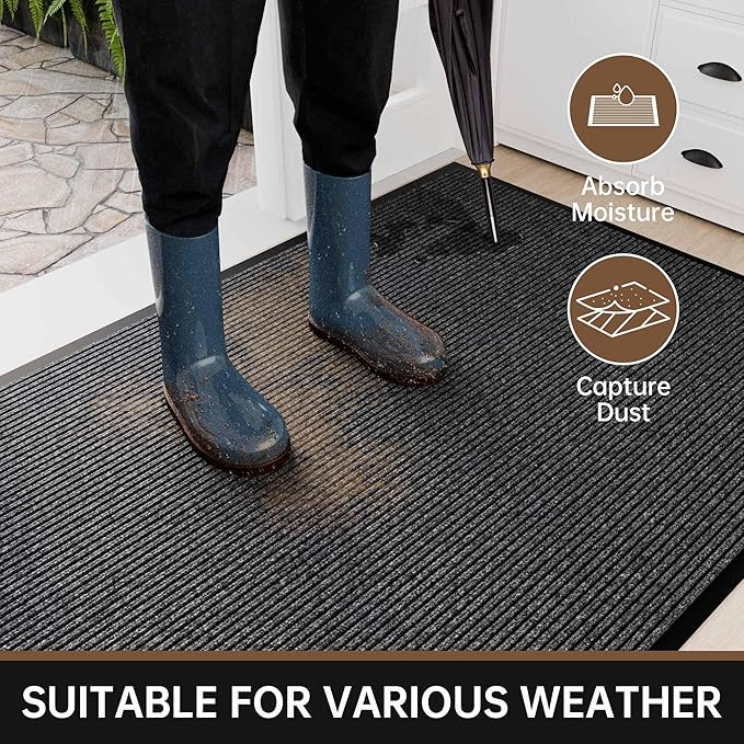 Front Door Mat, 96" x 48" Heavy Duty Indoor Outdoor Doormat, Non-Slip Welcome Mats for Entryway, Rubber Backing Low Profile Commercial Door Mats
