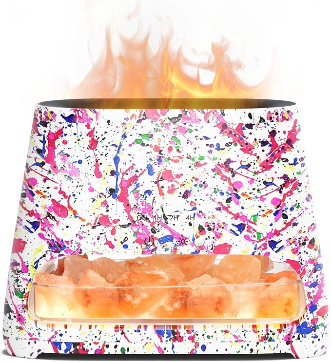 SALKING 2-in-1 Ultrasonic Essential Oil Diffuser & Himalayan Salt Lamp, Aromatherapy Diffuser Cool Mist Humidifier with Auto Off Function, Pure Himalayan Pink Salt Rock, 150ml (Multicolor)