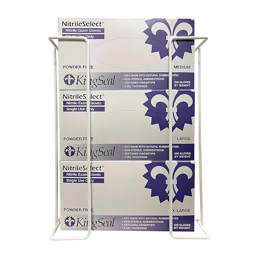 1 Each | Disposable Glove or Tissue Box Holder, DOUBLE (2-Box) Glove Rack, Wall Mounted Universal Box Holder, for Larger Sized Boxes, White - 1 Glove Rack