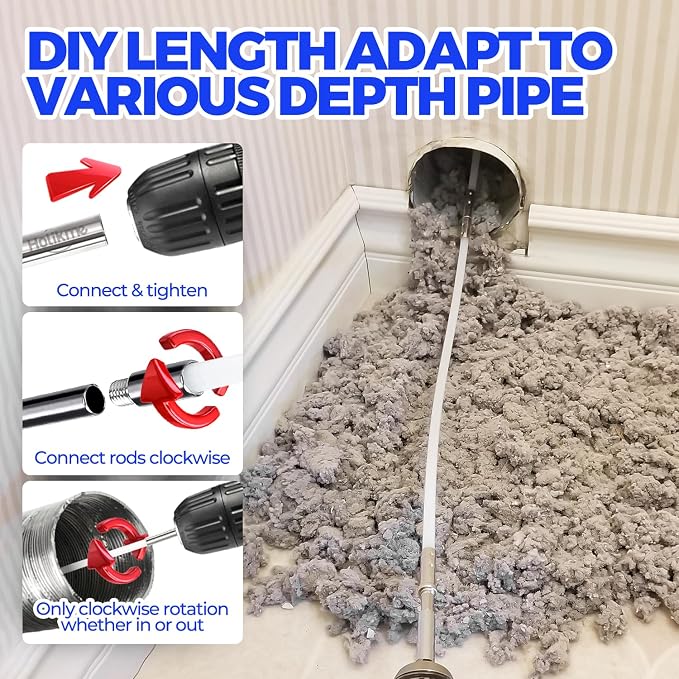 Holikme Dryer Vent Cleaner Kit - 42Ft Flexible Lint Brush for Deep Cleaning | Dryer Vent Cleaner Brush with Drill Attachment, Removes Years of Lint Buildup, Improves Airflow, Faster Drying & Fire Safety