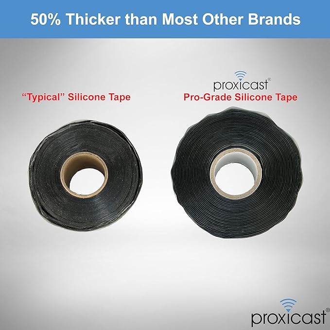 Proxicast Pro-Grade Extra Strong 30mil Weatherproof Self-Fusing Silicone Rubber Sealing Tape For Outdoor Antenna Coax & Electrical Cables, Hose/Pipe Leaks & Emergency Repairs (1.5" x 15' roll) - Black