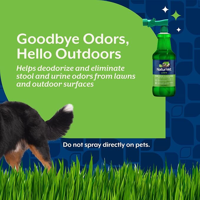 NaturVet – Yard Odor Eliminator – Eliminate Stool and Urine Odors from Lawn and Yard – Designed for Use on Grass, Plants, Patios, Gravel, Concrete & More – 31.6 oz Ready-to-Use with Nozzle