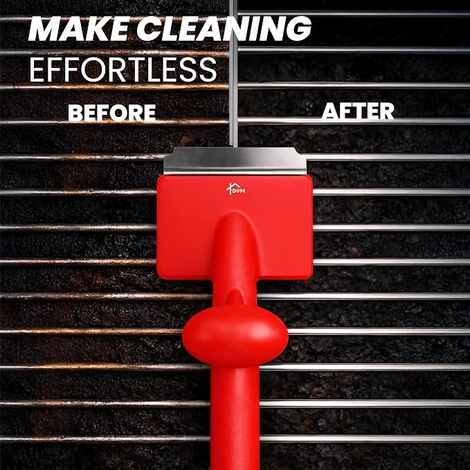 Grill Brush Bristle Free with 3 Replacement Brush Heads, Easy-Fit Cleaning Tool for Cast Iron/Stainless Steel Grates, Safe Barbecue Grill Cleaner