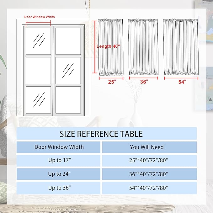 DWCN French Door Curtains – Rod Pocket Thermal Blackout Curtain for Doors with Glass Window, Kitchen and Patio Doors for Privacy, 54 X 40 Inches Long, 1 Curtain Panel with Tieback, Taupe