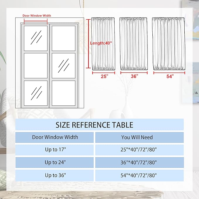 DWCN French Door Curtains – Rod Pocket Thermal Blackout Curtain for Window/Patio Doors/Doorways/Classroom/Kitchen for Privacy, 25W by 40L Inches, 1 Panel with Tieback, Classic Blue