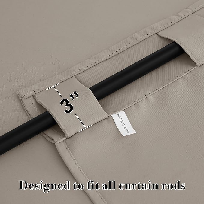 RYB HOME Blackout Curtains for Bathroom - Thermal Insulated Light Block Small Window Curtains, Back Tab Top Drapes for Kitchen Kids Bedroom Home Office, Wide 42 x Long 45 inches, Sand, 2 Panels