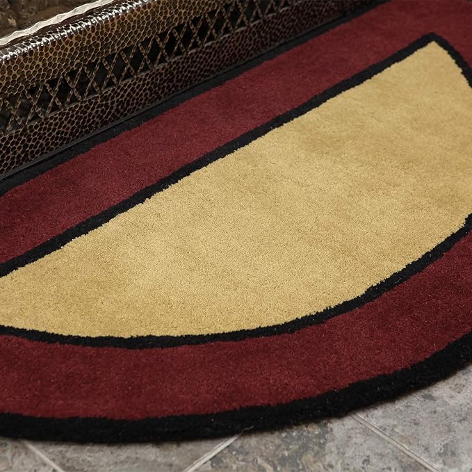 Minuteman International Contemporary II Berry Wool Hearth Rug, Half Round