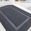 OLANLY Front Door Mat Indoor Outdoor Entrance, Waterproof All-Season, All-Weather Doormat, Sturdy Natural Rubber, Fade Resistant, Low Profile, Easy Clean Patio Porch Entryway Mat, 59x35, Light Grey