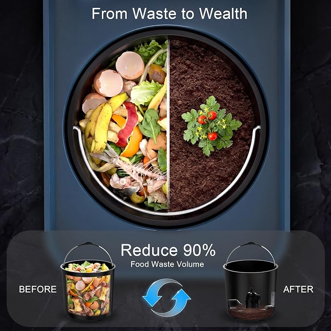 Growell 3.2L Smart Electric Composter, Countertop Food Waste Indoor Bin | Indoor Kitchen Compost,LED Display,Odorless & Low Noise,Auto-Cleaning,One-Touch Operation,Turns Waste to Fertilizer Quickly