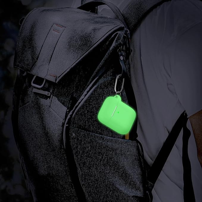 for AirPods Case Cover, Come with Clean Pen，Soft Silicone Protective Cover for Women Men Compatible with Apple AirPods 2nd 1st Generation Charging Case, Front LED Visible,Glow Green