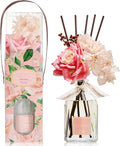Reed Diffuser - Pink Rose 8.5 Fl.oz Flower Reed Diffuser with Sticks, Bedroom Bathroom Shelf Decor (Floral Basket Collection)