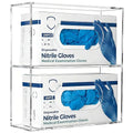 Double Glove Box Holder Wall Mount, Side-Load Acrylic Glove Dispenser - Clear Medical Storage Organizer for Lab, Hospital, Kitchen,- 10 x 3.54 x 10.6 IN - Quick Access & Easy Refill