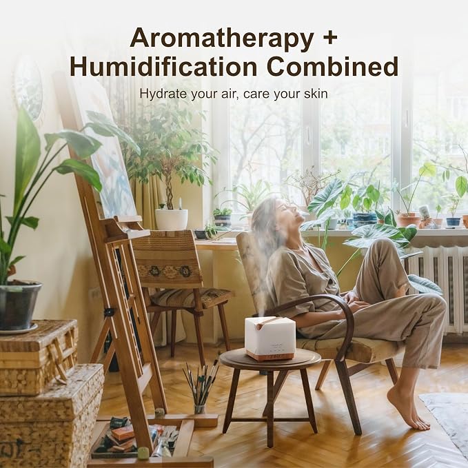 ASAKUKI Essential Oil Diffuser for Home Large 700 ml Humidifier | Automatic Shut-Off, Scent Aromatherapy Diffuser with 7 LED Lights for Living Room, Kitchen, Bedroom, Hotel - Yellow