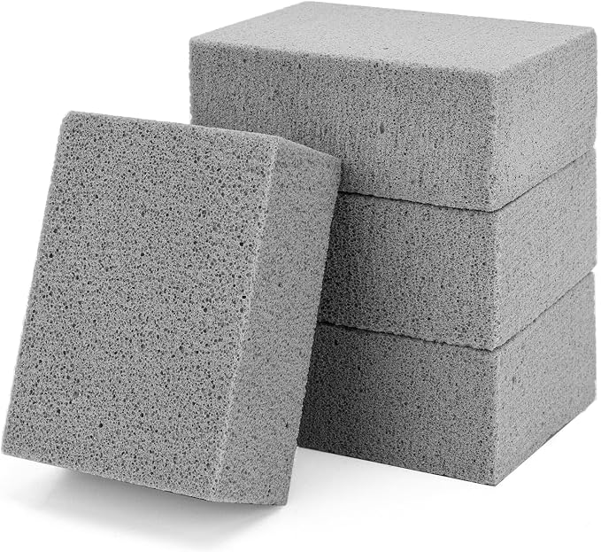4 Pack Grill Cleaning Bricks Pumice Stone Cleaner Blocks | Commercial grade pumice for oven, stove, BBQ grill, cookers, frying pans and flat top griddles