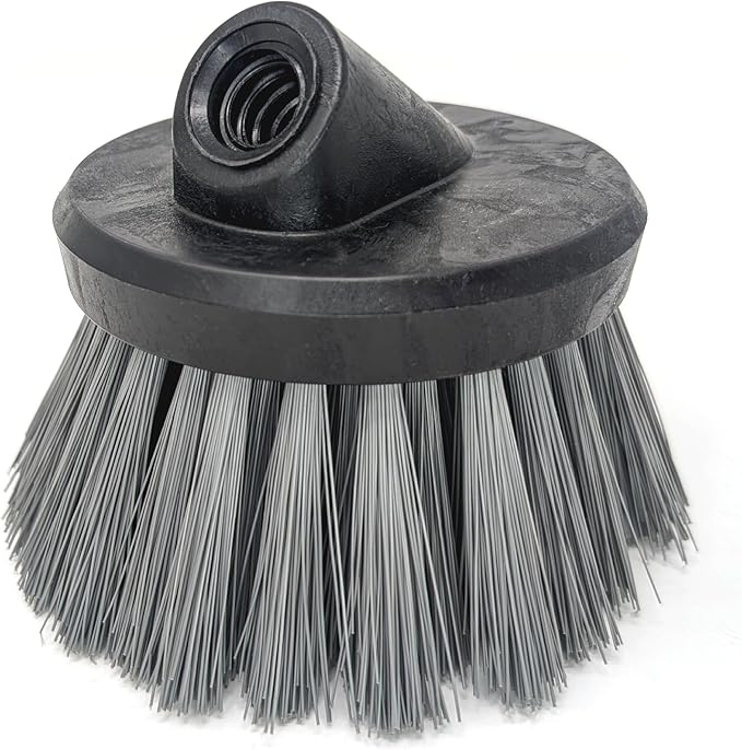 Guttermaster Grey Flow Through Brush, Medium Stiff, Round 4.5 Inch | GM-314P Polypropylene bristles, flow-through water function, fits standard threaded poles