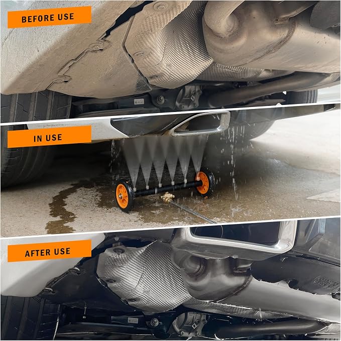 Undercarriage Pressure Washer Attachment with 6 Nozzles, 16" Water Broom | Dual-Function for Pressure Washer Undercarriage Cleaner with 3 Pieces Extension Wand, 4000 PSI, Orange