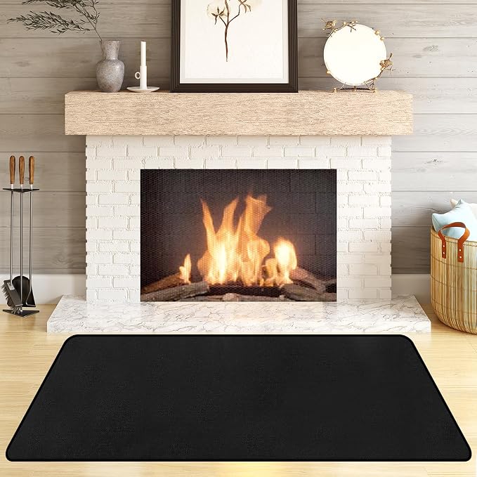 Hearth Rugs Fireproof, Fireplace Mat, Fireplace Rugs Fire Resistant, 48" x28”, Heated Floor Mat for Outdoor BBQ Grills, Fire Pits, Smokers, Woodstoves