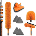 30 Foot High Reach Duster Kit with 5-24 ft Extension Pole for High Ceiling | Dusting & Window Cleaning Kit with Telescopic Pole, Baseboard and Wall Mop, Squeegee, Fan Blade & Cobweb Dusters