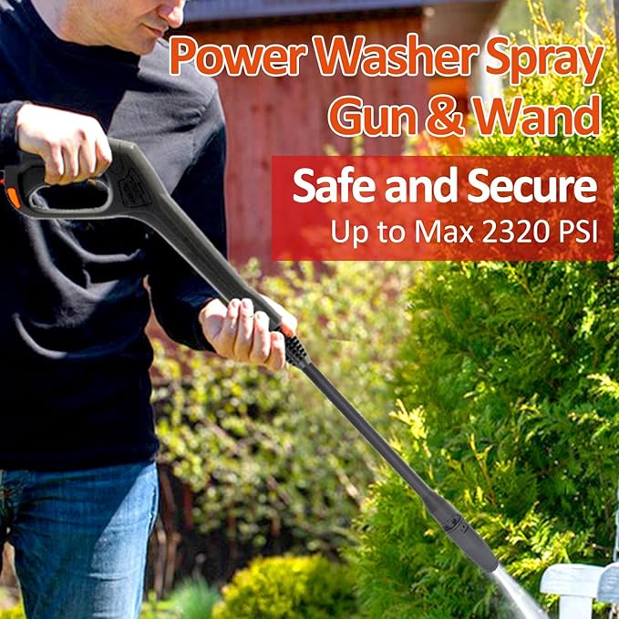 High Pressure Water Spray Gun Wand Nozzle & 32FT Hose, Replacement Pressure Washer Gun Compatible with Portland Pulsar Husky Powerwasher TaskForce TaskMaster ShopForce Electric Pressure Washers