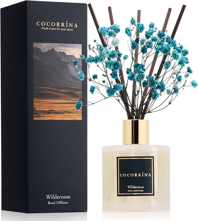 Reed Diffuser - Wilderness 6.7 fl oz Scented Diffuser with 8 Sticks Home Fragrance Reed Diffuser for Bathroom Shelf Decor