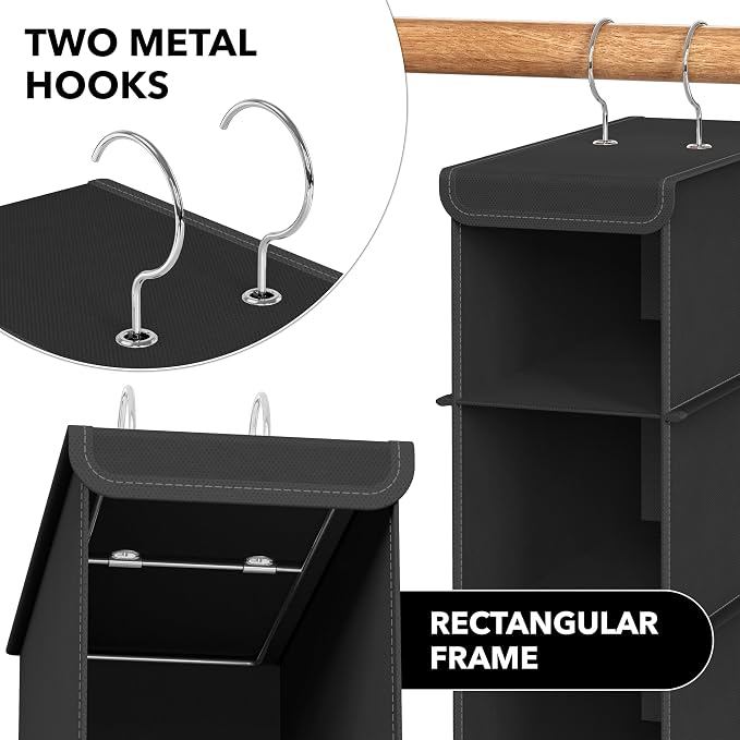 Simple Houseware 10 Shelves Closet Hanging Shoe Organizer, Black | Dual Metal Hooks, Holds Up to 20 lbs, for Narrow Space