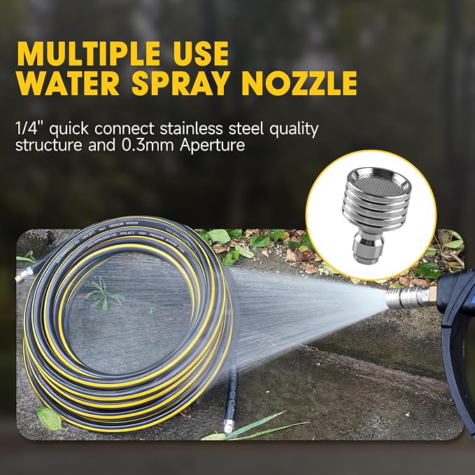 Sewer Jetter Kit for Pressure Washer, 5800PSI Drain Cleaner Hose 1/4 Inch NPT Corner,Showerhead,Rotating rotates,Mushroom Nose,Corner sewer nozzle(150FT)