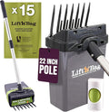 Neater Pet Brands Lift N’ Bag 2.0 Dog Pooper Scooper with Bag Attachment & 22" Pole for Small to Large Dogs, New & Improved Design, 15 Refill Bags, Heavy Duty Dog Poop Scooper for Yard, One-Hand Use