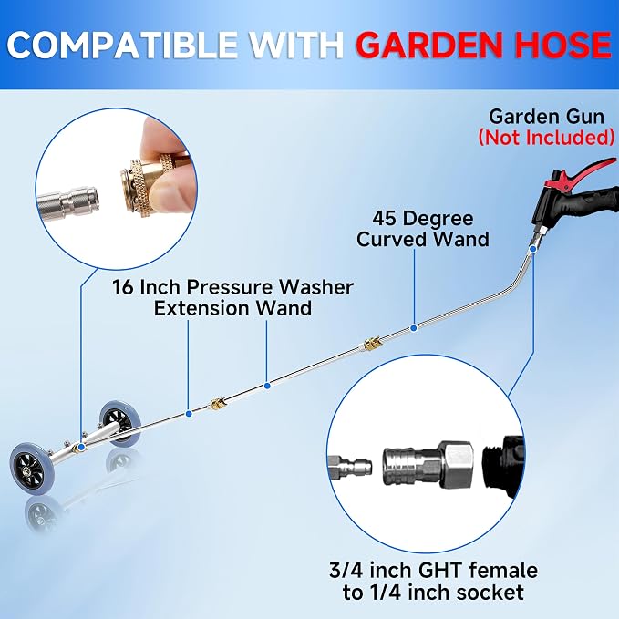 16 Inch Undercarriage Car Washer, 4000 PSI | Pressure Washer Under Car Cleaner with 3 Pcs Extension Wand