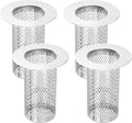 uxcell 4 Pack Shower Drain Strainer, 3.2" x 2.6" 304 Stainless Steel Floor Drain Strainer Deep Sink Hair Catcher for Kitchen Bathroom Balcony Floor Drain, Fit Hole Size from 1.5" to 2.6"