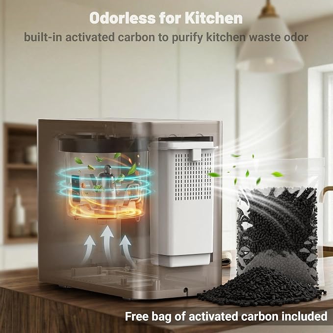 3.2L Electric Kitchen Composter, Smart Odorless, Auto-Cleaning, Low Noise