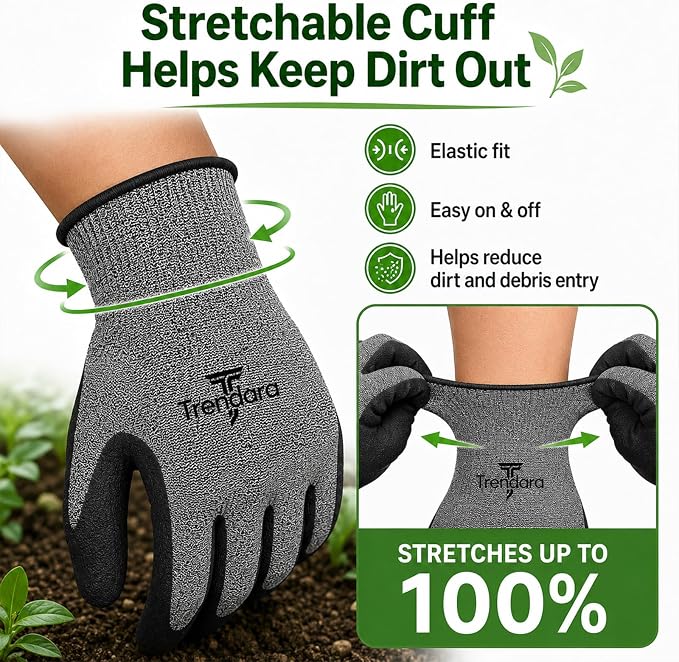 6 Pairs gardening gloves mechanic for men grip,Breathable latex dipped gloves,Suitable for garden weeding, construction, outdoor, warehouse handling, etc.