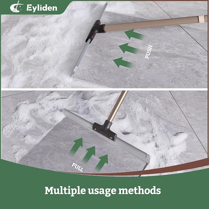 Eyliden 17" Rubber Floor Squeegee, Quick Water & Foam Removal Broom | Heavy-Duty, Dual-Action Push & Scrape, Squeegee for Shower Glass Concrete Garage Commercial Epoxy Floors
