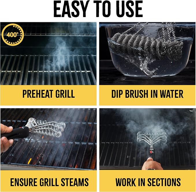 Kona Safe/Clean Bristle-Free Grill Brush - Stainless Steel BBQ Cleaner | Bristle-free stainless steel design, for outdoor grill grates, great grilling gift