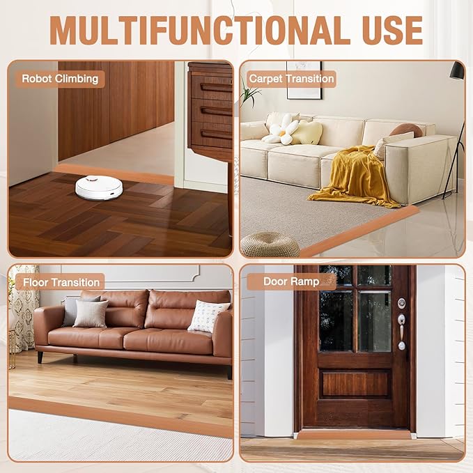 Floor Transition Strip Self Adhesive Vinyl Door Threshold for Doorways Carpet Edging Trim Overlap Edge Reducer for Laminate Floor, Carpet, Tile (Yellow Oak Grain, 3/5" to 4/5", 3.3Ft)