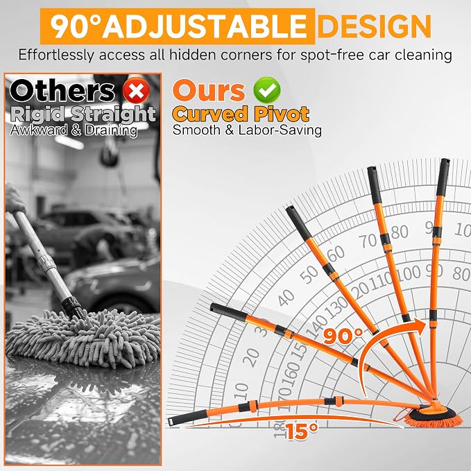 M MINGLE Pressure Washer Foam Cannon Kit, Car Wash Brush with Long Handle | Thick Foam Sprayer, Adjustable Foam Gun, 5 Multi-Angle Nozzles for All Cleaning Jobs, Universal Power Washer Fit