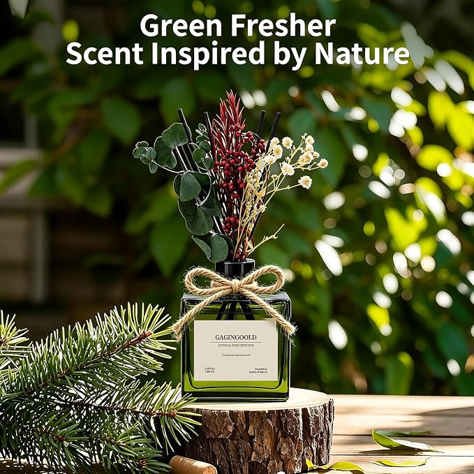 Reed Diffuser, 6.1 oz Gardenia Sandalwood Scent Diffuser with Sticks & Dried Flowers, 120 Days Long Lasting diffusers for Home, Elegant Fragrance for Bathroom Bedroom Office Decor Air Fresh