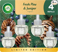 Air Wick Plug-In Scented Oil Refills, 4 Count, Fresh Pine and Juniper, Air Freshener, Essential Oils, Eco Friendly