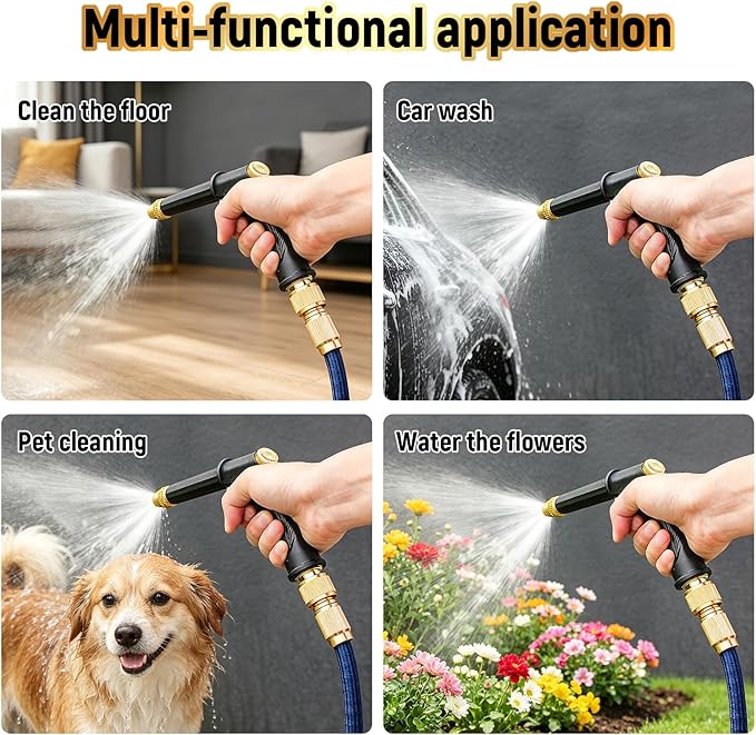 High Pressure Hose Nozzle, Portable High Pressure Water Gun With 4 Adjustable Jet Nozzle, Pressure Washer Nozzle, Power Washer Hose Attachment For Garden Patio Cleaning (1 Set)