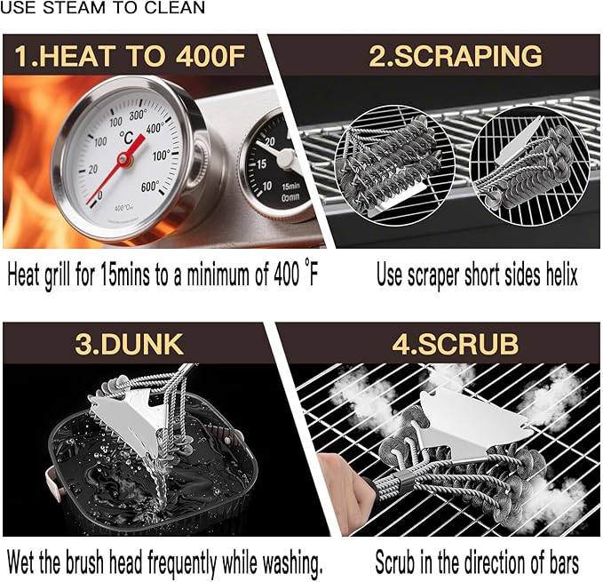 Grill Brush and Scraper Bristle Free Safe BBQ Brush for Grill Stainless Grill Grate Cleaner Safe Grill Accessories for Porcelain/Weber Gas/Charcoal Grill Gifts for Grill Wizard/Men/Dad