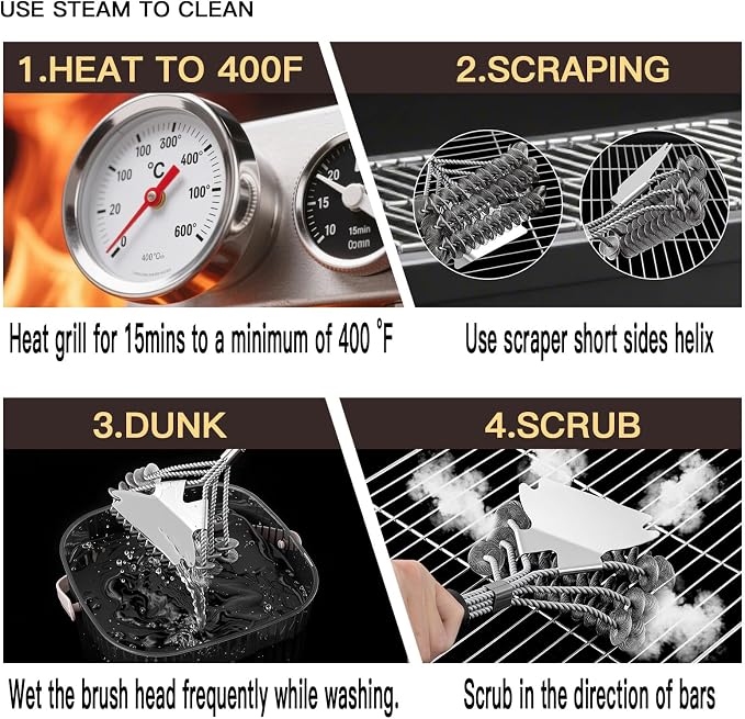 2 Pack Grill Brush and Scraper Bristle Free – Safe BBQ Brush for Grill – 18'' Stainless Grill Grate Cleaner - Safe Grill Accessories for Porcelain/Weber Gas/Charcoal Grill – Gifts for Grill Wizard