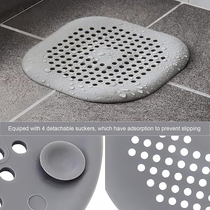 4 Pieces Drain Covers Hair Stopper for Shower Drain Bathtub Stopper Home Drain Protectors with Sucker Water Trap Sink Cover for Bathroom Bathtub and Kitchen (2 Gray+2 White)